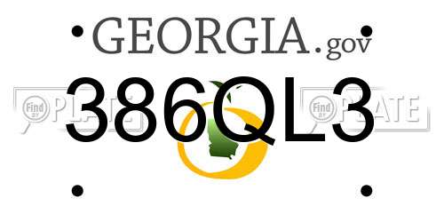 386QL3 Georgia License Plate