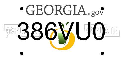 386VU0 Georgia License Plate