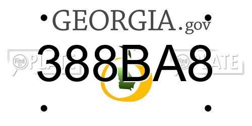 388BA8 Georgia License Plate