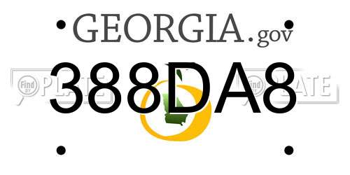 388DA8 Georgia License Plate