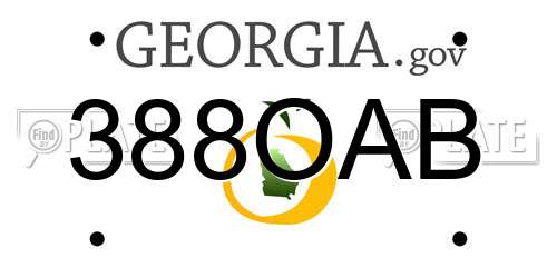 388OAB Georgia License Plate