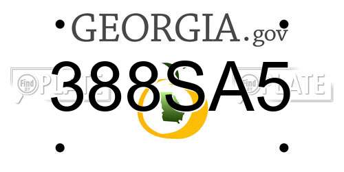 388SA5 Georgia License Plate