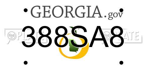 388SA8 Georgia License Plate