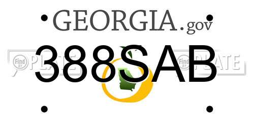 388SAB Georgia License Plate