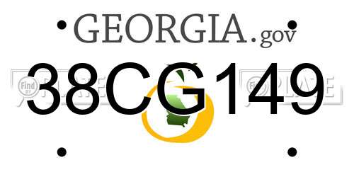 38CG149 Georgia License Plate