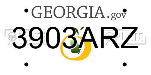 3903ARZ Georgia License Plate