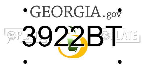 3922BT Georgia License Plate