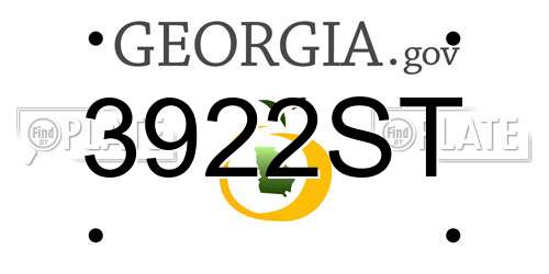 3922ST Georgia License Plate