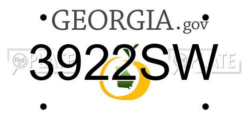 3922SW Georgia License Plate