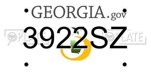 3922SZ Georgia License Plate