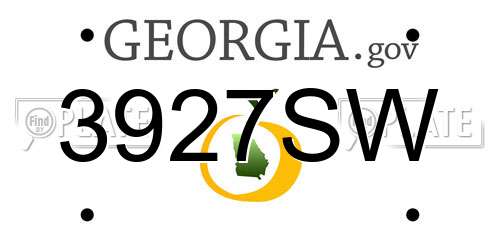 3927SW Georgia License Plate