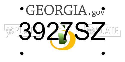 3927SZ Georgia License Plate