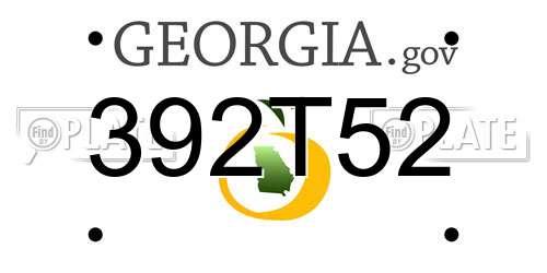 392T52 Georgia License Plate