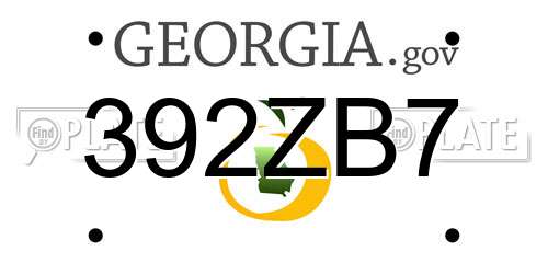 392ZB7 Georgia License Plate