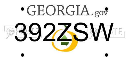 392ZSW Georgia License Plate