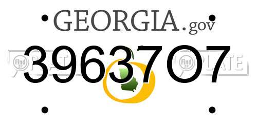 39637O7 Georgia License Plate