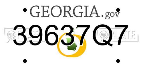 39637Q7 Georgia License Plate