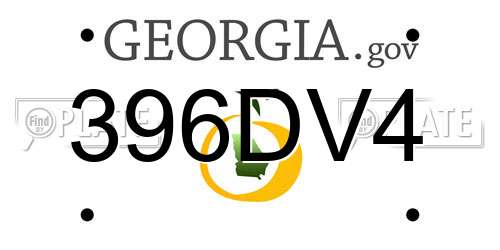 396DV4 Georgia License Plate