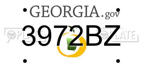 3972BZ Georgia License Plate