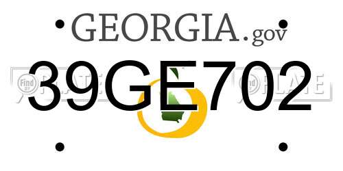 39GE702 Georgia License Plate