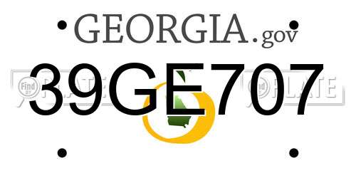 39GE707 Georgia License Plate