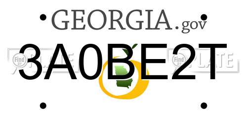 3A0BE2T Georgia License Plate