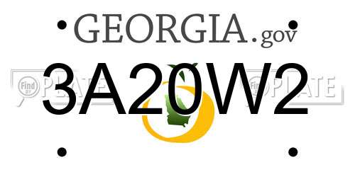 3A20W2 Georgia License Plate