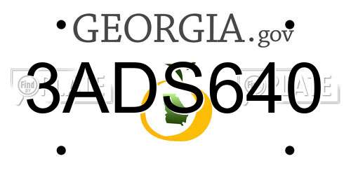3ADS640 Georgia License Plate