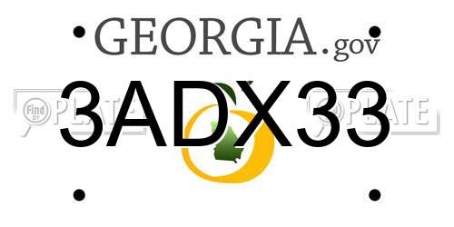 3ADX33 Georgia License Plate