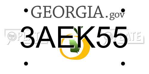 3AEK55 Georgia License Plate