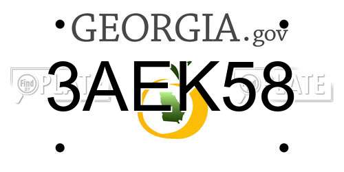 3AEK58 Georgia License Plate