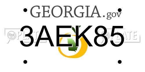 3AEK85 Georgia License Plate