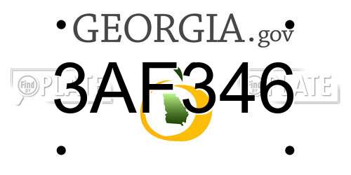 3AF346 Georgia License Plate