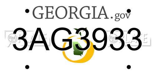 3AG3933 Georgia License Plate