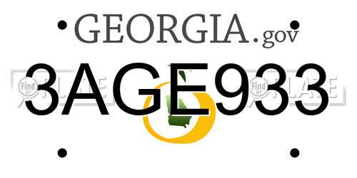 3AGE933 Georgia License Plate