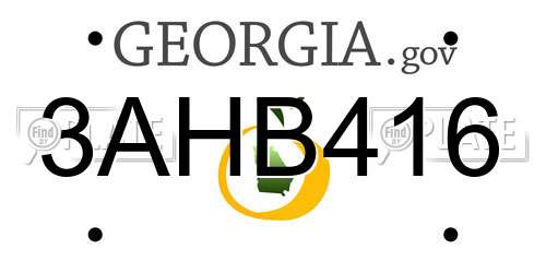 3AHB416 Georgia License Plate