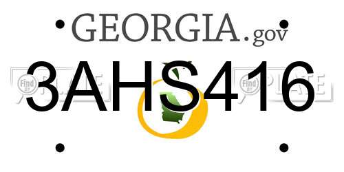 3AHS416 Georgia License Plate