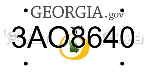 3AO8640 Georgia License Plate