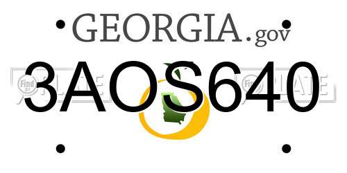 3AOS640 Georgia License Plate