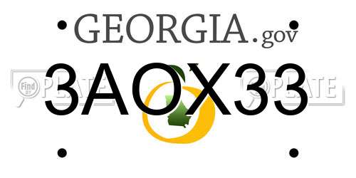 3AOX33 Georgia License Plate