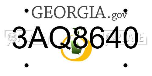 3AQ8640 Georgia License Plate