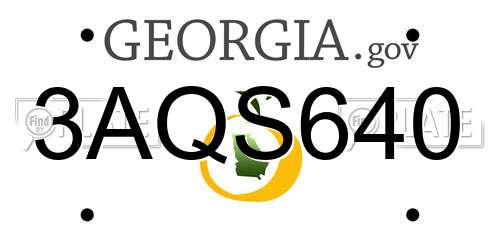 3AQS640 Georgia License Plate