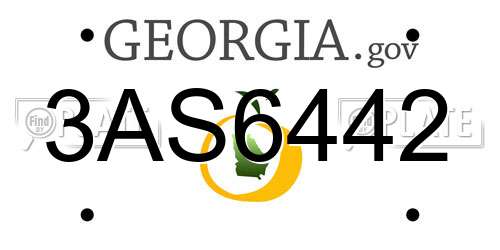 3AS6442 Georgia License Plate