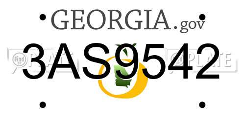 3AS9542 Georgia License Plate