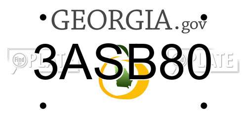 3ASB80 Georgia License Plate