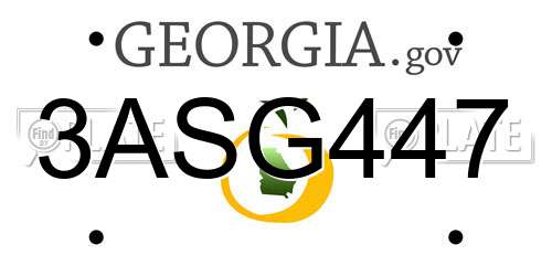 3ASG447 Georgia License Plate