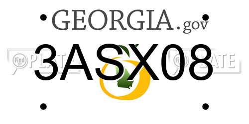 3ASX08 Georgia License Plate