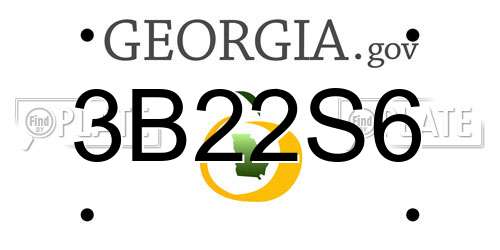 3B22S6 Georgia License Plate