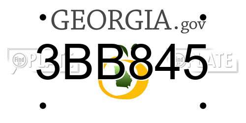 3BB845 Georgia License Plate