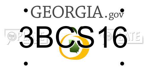 3BCS16 Georgia License Plate